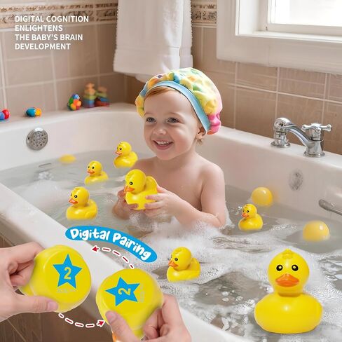Duck Matching Bath Toys for Kids - 20 Plastic Ducks with Storage Bag | Fun Memory Games-Float Mini Duck Baby Bath Ducky Shower Toys-Water Outdoor Game for Children,Preschoolers,Birthday Party Carnival in Kuwait