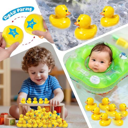 Duck Matching Bath Toys for Kids - 20 Plastic Ducks with Storage Bag | Fun Memory Games-Float Mini Duck Baby Bath Ducky Shower Toys-Water Outdoor Game for Children,Preschoolers,Birthday Party Carnival in Kuwait