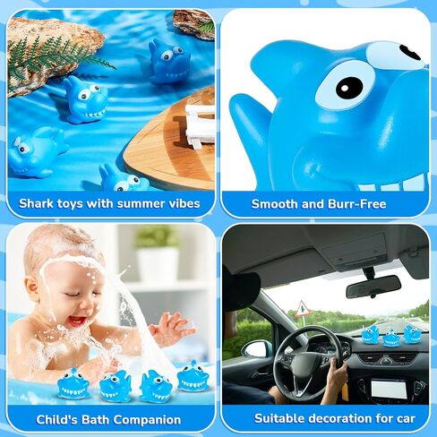 24 Pcs Bulk Rubber Sharks 2 Inches Rubber Squirting Sharks for Kids Cute Shark Party Favors Summer Bathtub Toy Squeezable and Squeak Shark Bath Toy for Swimming Pool Party Favor Bag Filler in Kuwait