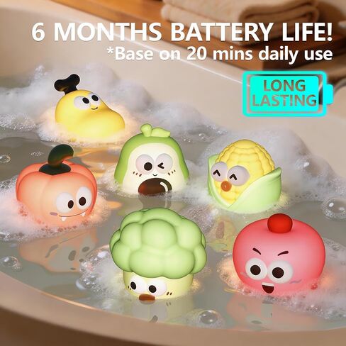 Light Up Bath Toys for Toddlers 1-3, No Hole Water Activated Sensory Bathtub Toys for Baby 12-18 Months, Floating Pool Toy Gifts for Kids Boys Girls Ages 1-5, 6 Pack in Kuwait