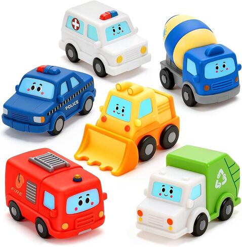 6 Pack Mold Free Baby Bath Toys for Kids Age 1-3, Floating Bathtub Toys | Sealed No Hole Design, Soft Squeezable, 6 Vehicle Shapes, Pool Water Play Toys, Gifts for 1 2 3 4 Year Old Boys Girls in Kuwait