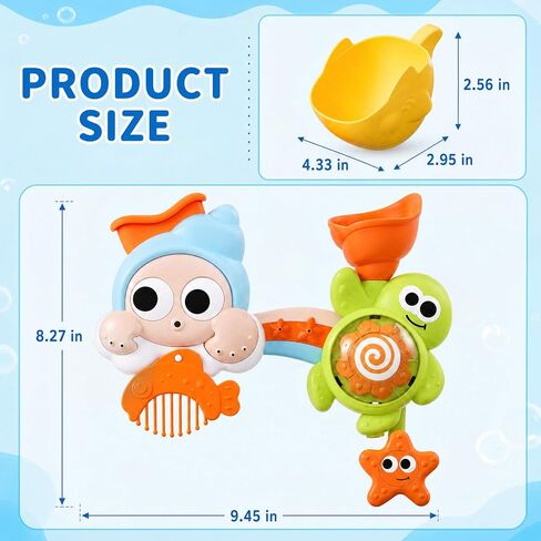 DOLIVE Toddler Bath Toys for Kids Ages 1-3, Waterfall Bathtub Toys for Baby Boys Girls Gifts, Early Developmental Shower Toy with Strong Suction Cups in Kuwait