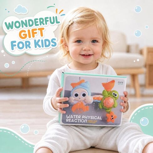DOLIVE Toddler Bath Toys for Kids Ages 1-3, Waterfall Bathtub Toys for Baby Boys Girls Gifts, Early Developmental Shower Toy with Strong Suction Cups in Kuwait