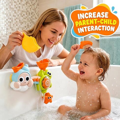 DOLIVE Toddler Bath Toys for Kids Ages 1-3, Waterfall Bathtub Toys for Baby Boys Girls Gifts, Early Developmental Shower Toy with Strong Suction Cups in Kuwait