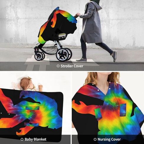 Sasquatch Bigfoot Tie Dye Baby Car Seat Cover & Breastfeeding Nursing Cover - Breathable Stretch Fabric Multi-Use Nursing Cover for Breastfeeding in Kuwait