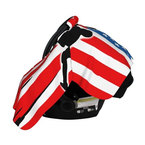 Wrestling U.S. Flag Baby Car Seat Cover & Breastfeeding Nursing Cover - Breathable Stretch Fabric Multi-Use Nursing Cover for Breastfeeding in Kuwait