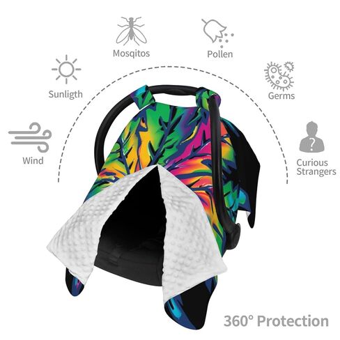 Tie Dye Pot Leaf Weeds Baby Car Seat Cover & Breastfeeding Nursing Cover - Breathable Stretch Fabric Multi-Use Nursing Cover for Breastfeeding in Kuwait
