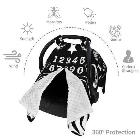 Skull Skeleton Witch Board Tarot Black Art Baby Car Seat Cover & Breastfeeding Nursing Cover - Breathable Stretch Fabric Multi-Use Nursing Cover for Breastfeeding in Kuwait