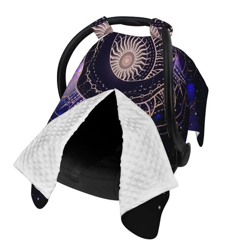 Sacred Geometric Symbol Purple Space Galaxy Stars Mystic Sun Moon Baby Car Seat Cover & Breastfeeding Nursing Cover - Breathable Stretch Fabric Multi-Use Nursing Cover for Breastfeeding in Kuwait
