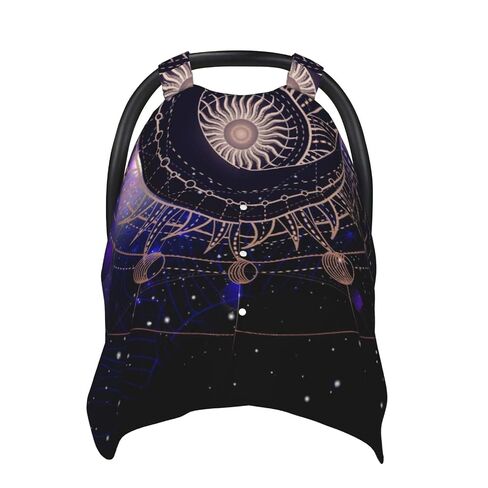 Sacred Geometric Symbol Purple Space Galaxy Stars Mystic Sun Moon Baby Car Seat Cover & Breastfeeding Nursing Cover - Breathable Stretch Fabric Multi-Use Nursing Cover for Breastfeeding in Kuwait