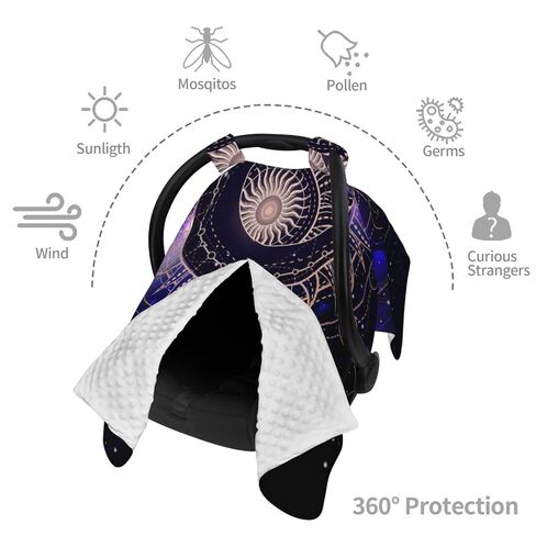 Sacred Geometric Symbol Purple Space Galaxy Stars Mystic Sun Moon Baby Car Seat Cover & Breastfeeding Nursing Cover - Breathable Stretch Fabric Multi-Use Nursing Cover for Breastfeeding in Kuwait