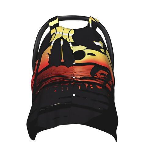 Sunset Palm Skull Baby Car Seat Cover & Breastfeeding Nursing Cover - Breathable Stretch Fabric Multi-Use Nursing Cover for Breastfeeding in Kuwait