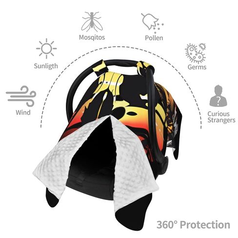 Sunset Palm Skull Baby Car Seat Cover & Breastfeeding Nursing Cover - Breathable Stretch Fabric Multi-Use Nursing Cover for Breastfeeding in Kuwait