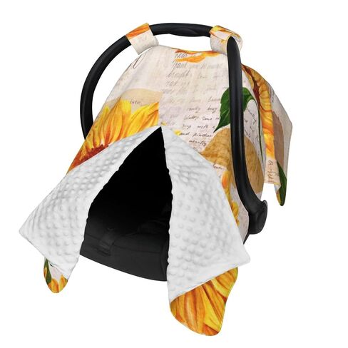Retro Vintage Sunflowers Baby Car Seat Cover & Breastfeeding Nursing Cover - Breathable Stretch Fabric Multi-Use Nursing Cover for Breastfeeding in Kuwait