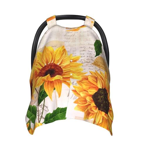 Retro Vintage Sunflowers Baby Car Seat Cover & Breastfeeding Nursing Cover - Breathable Stretch Fabric Multi-Use Nursing Cover for Breastfeeding in Kuwait