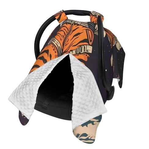 Tiger Astronaut Baby Car Seat Cover & Breastfeeding Nursing Cover - Breathable Stretch Fabric Multi-Use Nursing Cover for Breastfeeding in Kuwait