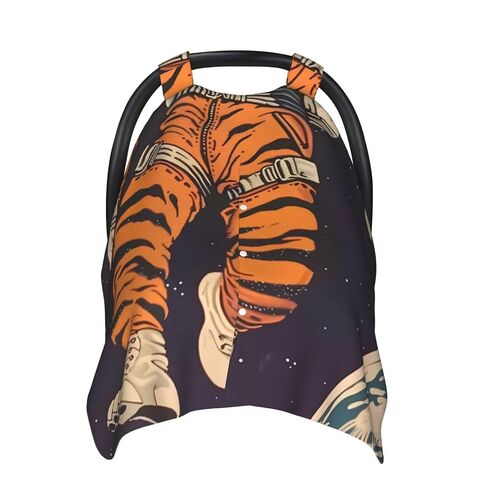 Tiger Astronaut Baby Car Seat Cover & Breastfeeding Nursing Cover - Breathable Stretch Fabric Multi-Use Nursing Cover for Breastfeeding in Kuwait