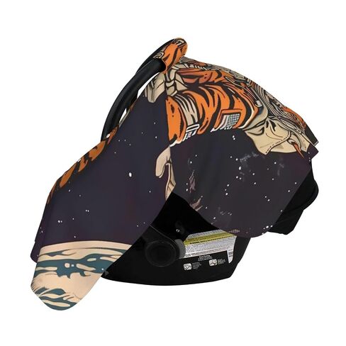 Tiger Astronaut Baby Car Seat Cover & Breastfeeding Nursing Cover - Breathable Stretch Fabric Multi-Use Nursing Cover for Breastfeeding in Kuwait