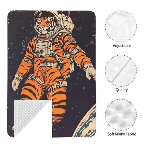 Tiger Astronaut Baby Car Seat Cover & Breastfeeding Nursing Cover - Breathable Stretch Fabric Multi-Use Nursing Cover for Breastfeeding in Kuwait