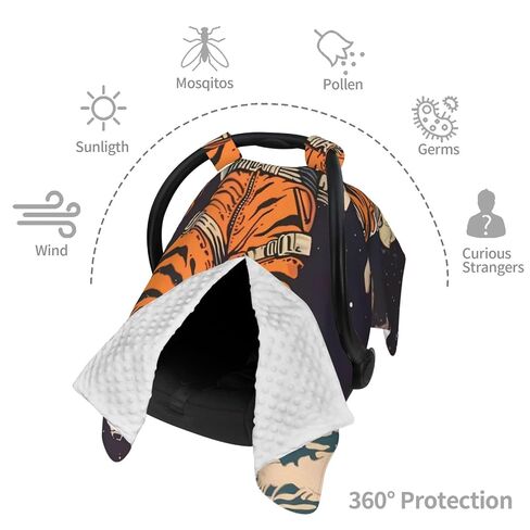Tiger Astronaut Baby Car Seat Cover & Breastfeeding Nursing Cover - Breathable Stretch Fabric Multi-Use Nursing Cover for Breastfeeding in Kuwait