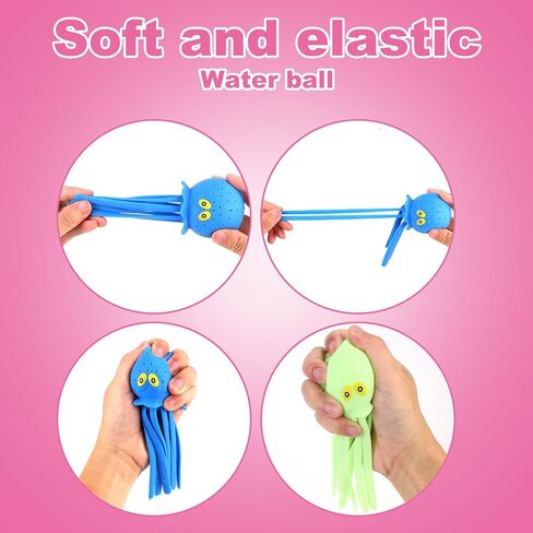 6pcs Octopus Water Balls, Funny Octopus Floating Pool Toys Novelty Sensory Squeeze Water Bomb Splash Balls Summer Swimming Pool Bath Toy for Kids (6 Colors) in Kuwait
