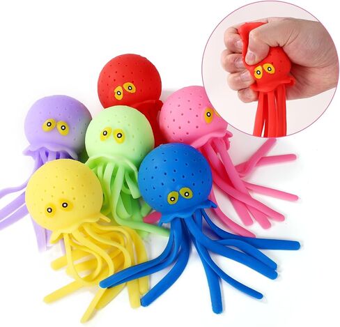 6pcs Octopus Water Balls, Funny Octopus Floating Pool Toys Novelty Sensory Squeeze Water Bomb Splash Balls Summer Swimming Pool Bath Toy for Kids (6 Colors) in Kuwait