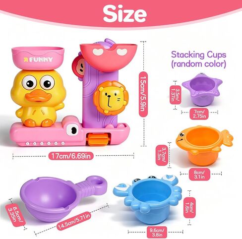 Bath Toys for Kids Ages 1-3, Toys for 1 2 3 Year Old Girl Gifts, Toddler Bath Toys for 2-4 Bathtub Pool Water Toys, 5 PCS in Kuwait