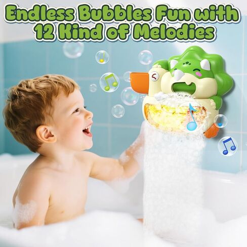 Lehoo Castle Bath Bubble Machine, Light Up & Musical Toddler Bath Toys | Automatic Bubble Maker for Bathtub, Dinosaur Bath Toys for Baby Boys Girls, 18M+ in Kuwait