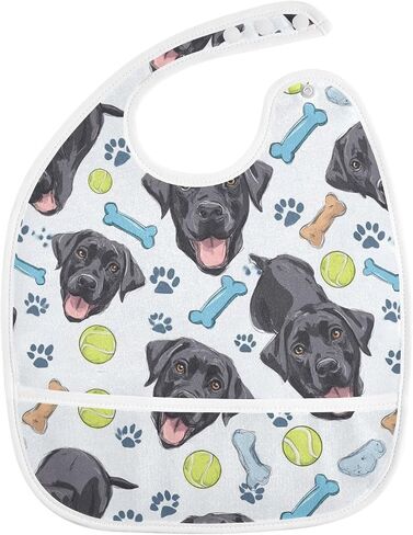 Baby Feeding Bibs Black Labrador Retriever Dogs Infant Toddler Drooling Bibs with Catcher Pocket 1 Pack in Kuwait