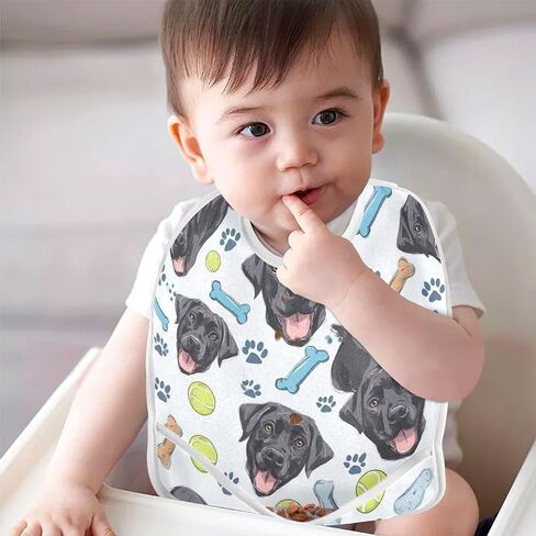 Baby Feeding Bibs Black Labrador Retriever Dogs Infant Toddler Drooling Bibs with Catcher Pocket 1 Pack in Kuwait