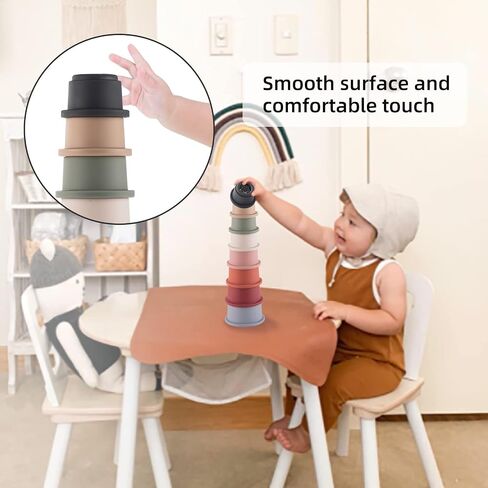 ZYFLSQ Stacking Cups Baby Toy, Nesting Cups 8 Pcs with Pattern for Kid Baby 6 Months and Up Fun Educational Montessori Bath Toys in Kuwait