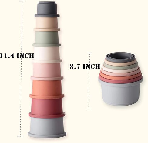 ZYFLSQ Stacking Cups Baby Toy, Nesting Cups 8 Pcs with Pattern for Kid Baby 6 Months and Up Fun Educational Montessori Bath Toys in Kuwait