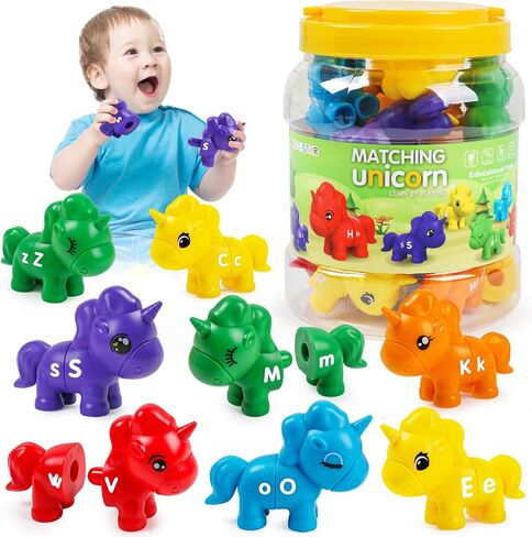 Letters Matching Ice Cream Alphabet Learning Toys,Counting Animals and Color Sorting Set Preschool Learning Activities Stacking Toys,Upper & Lowercase ABC Game Fine Motor Toys Gift for 3+Year Old Kids in Kuwait
