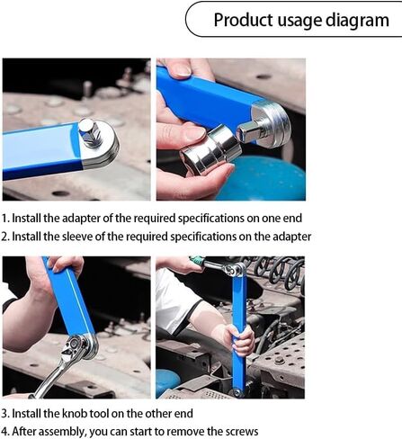 Gear Driven Extension Wrench– 15.4" Tight Reach Extension Tool with 1/2", 1/4", 3/8" Square Drive Adapters, Swing Arc Universal Impact Ready Extension Wrench for Auto Repair & Home Improve in Kuwait