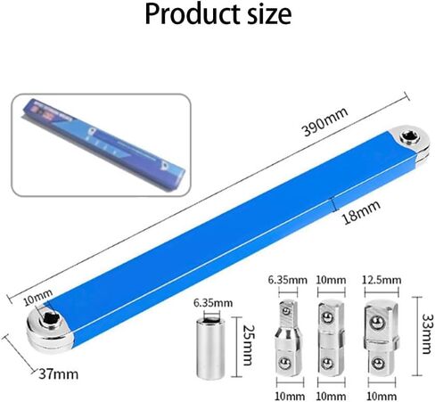 Gear Driven Extension Wrench– 15.4" Tight Reach Extension Tool with 1/2", 1/4", 3/8" Square Drive Adapters, Swing Arc Universal Impact Ready Extension Wrench for Auto Repair & Home Improve in Kuwait