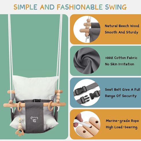 RAGOZONERY 2 in 1 Baby Jumper with Toddler Swing, Baby Jumpers and Bouncers,Indoor Outdoor Toddler Swing Set, Cotton (Black) in Kuwait