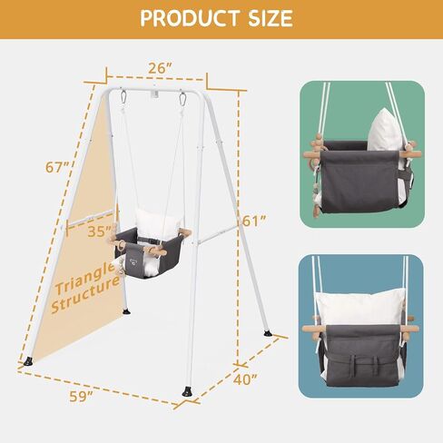 RAGOZONERY 2 in 1 Baby Jumper with Toddler Swing, Baby Jumpers and Bouncers,Indoor Outdoor Toddler Swing Set, Cotton (Black) in Kuwait