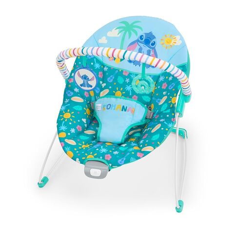 Bright Starts Disney Stitch Ohana Paradise Vibrating Baby Bouncer, Soothing Vibrations Infant Seat with 2 Sensory Toys, 0-6 Months in Kuwait