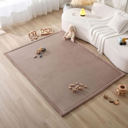 Hakuna Matte CloudSoft Baby Play Mat for Floor 60" x 80" Brown | Coral Velvet high-density foam Rug for Crawling & Cozy Play – Non-Slip, Water-Resistant, Easy-CareTummy Time Mat in Kuwait