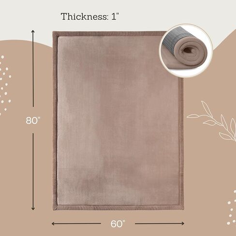 Hakuna Matte CloudSoft Baby Play Mat for Floor 60" x 80" Brown | Coral Velvet high-density foam Rug for Crawling & Cozy Play – Non-Slip, Water-Resistant, Easy-CareTummy Time Mat in Kuwait
