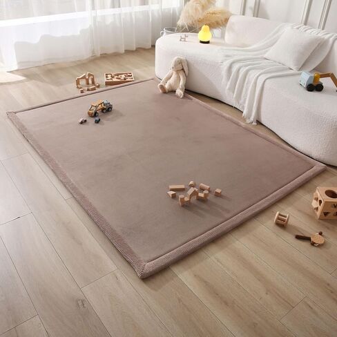 Hakuna Matte CloudSoft Baby Play Mat for Floor 60" x 80" Brown | Coral Velvet high-density foam Rug for Crawling & Cozy Play – Non-Slip, Water-Resistant, Easy-CareTummy Time Mat in Kuwait