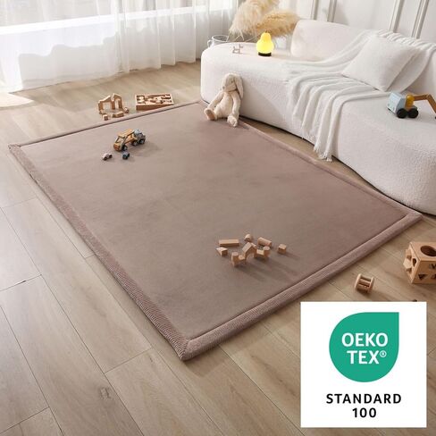 Hakuna Matte CloudSoft Baby Play Mat for Floor 60" x 80" Brown | Coral Velvet high-density foam Rug for Crawling & Cozy Play – Non-Slip, Water-Resistant, Easy-CareTummy Time Mat in Kuwait