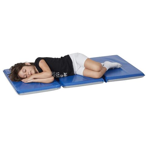 ECR4Kids Everyday Folding Rest Time Mat, 3-Section, 2in, Sleeping Pad, Blue/Grey in Saudi Arabia