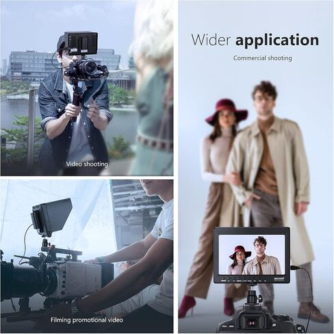Neewer F100 7inch Camera Field Monitor HD Video Assist IPS 1280x800 HDMI Input 1080p with Sunshade and Ball Head for DSLR Cameras, Handheld Stabilizer, Film Video Making Rig (Battery Not Included) in Kuwait