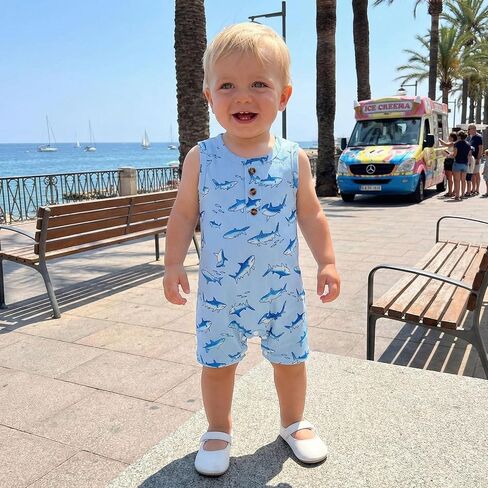 Newborn Baby Boy Romper Coming Home Outfit Summer Clothes 0-18M | Newborn Baby Boy Romper Coming Home Outfit Infant Sleeveless One Piece Jumpsuit Summer Clothes 0 3 6 12 18 Months in Kuwait