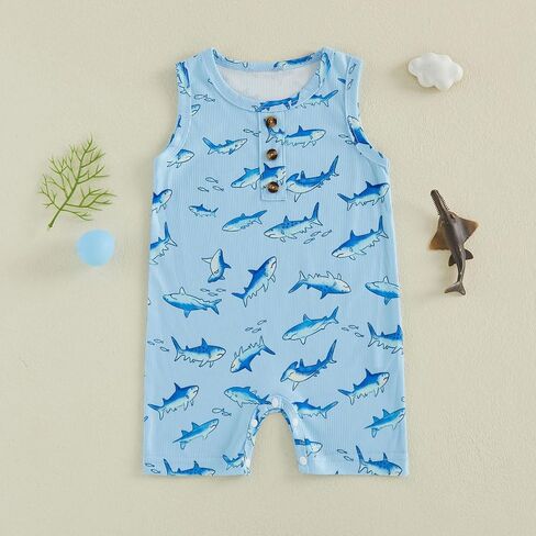 Newborn Baby Boy Romper Coming Home Outfit Summer Clothes 0-18M | Newborn Baby Boy Romper Coming Home Outfit Infant Sleeveless One Piece Jumpsuit Summer Clothes 0 3 6 12 18 Months in Kuwait