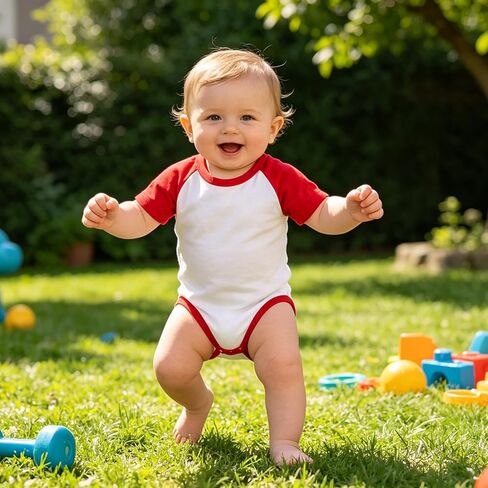 Magic Park 0-24M Baby Boys Raglan Bodysuit Short Sleeve Romper Infant Girls Raglan Baseball Jumpsuit in Saudi Arabia