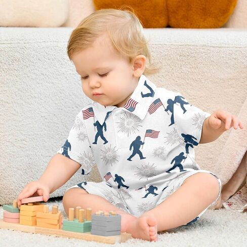 Baby Boys Romper Summer Polo Neck Short Sleeve Jumpsuits One Piece Cotton Clothes Outfits for Newborn Infant 0-24 Month in Kuwait