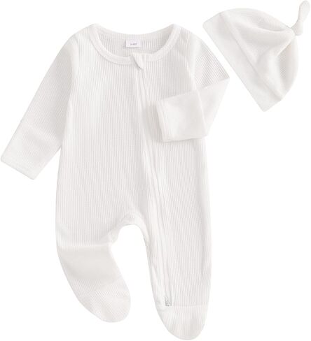 allshope Infant Baby Boy Fall Outfit Romper Footies Solid Color Zip Up Jumpsuit Bodysuits One Piece Footed Newborn Clothes in Kuwait