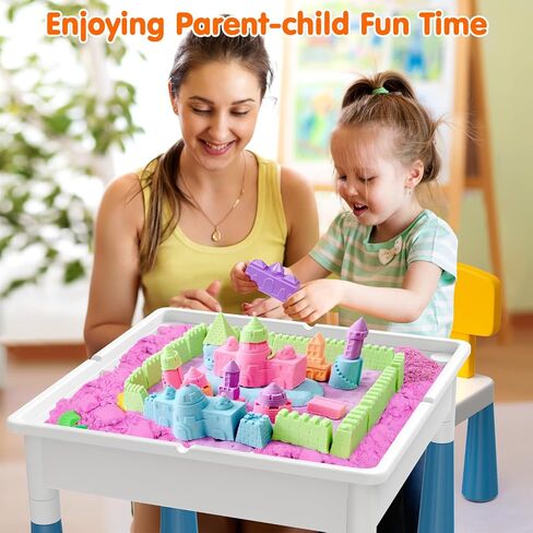 arscniek Toddler Activity Table & Chairs Set, 7-in-1 Kids Desk for Age 3-7 | Kids Activity Table & Chair Set with 152PCS Marble Run Blocks, Sand & Water Table, Learning Play Desk for Girls Boys Toddlers in Kuwait